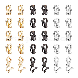 Unicraftale 60Pcs 3 Colors 304 Stainless Steel Clip-on Earring Findings, with Horizontal Loops, Mixed Color, 12x6x8.5mm, Hole: 1mm, 20pcs/color