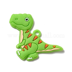 Ciondoli in cartone animato in pvc, dinosauro, prato verde, 43x44x3mm, Foro: 4 mm