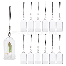 Glass Dome Cloche Cover, Bell Jar Pendant Decoration, with Tampions, Alloy Findings and Nylon Cord, Clear, 117mm