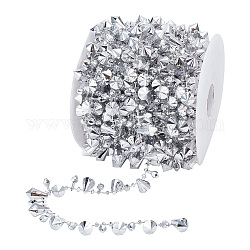 Rifiniture con perline diamantate acriliche, decorazione di nozze, argento, 5/8 pollice (15 mm), circa 10.94 iarde (10 m)/rotolo