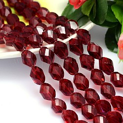 Faceted Polyhedron Imitation Austrian Crystal Bead Strands, Grade AAA, Dark Red, 9x6mm, Hole: 1mm, about 45pcs/strand, 15.7 inch
