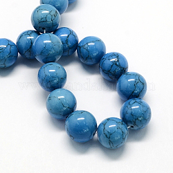 Окрашенные синтетической бирюзы шарика Gemstone пряди, круглые, Плут синий, 12 мм, отверстие : 1.5 мм, около 33 шт / нитка, 15.7 дюйм