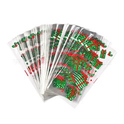 Bolsas de almacenamiento de plástico de opp de tema navideño, para chocolate, caramelo, embalaje de regalo de galletas, patrón de caja de regalo, 27x13x0.01 cm, 100 unidades / bolsa