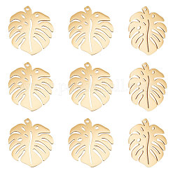 Unicraftale 201 Stainless Steel Pendants, Tropical Leaf Charms, Monstera Leaf, Golden, 24x21x1mm, Hole: 1mm, 10pcs/box