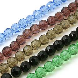 Glass Beads Strands, Faceted, Round, Mixed Color, 10mm, Hole: 1.5mm, about 13 inch/strand, about 34pcs/strand