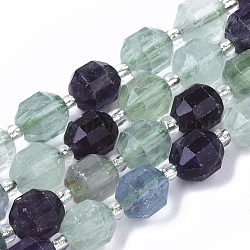 Chapelets de perles en fluorite naturel, ronde, facette, 7.5x8mm, Trou: 1.2mm, Environ 18~20 pcs/chapelet, 7.48 pouce (19 cm)