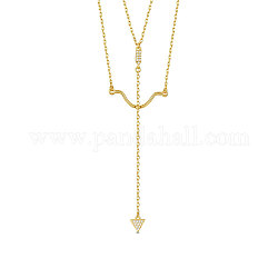 Shegrace 925 colliers à pendentif en argent sterling plaqué or, avec tampon s925, avec aaa grade zircone cubique, flèche, 16.54 pouce (42 cm), 20mm