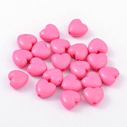 Perline acrilico opaco, cuore, rosa caldo, 10x11x6mm, Foro: 2 mm, circa 1267pcs/500g