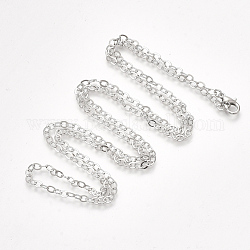 Laiton chaîne porte-câble fabrication de collier, avec fermoir pince de homard, platine, 32 pouce (81.5 cm)