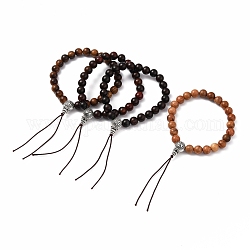 Buddhistischer Schmuck Holzperlen-Stretch-Armbänder machen, mit Guru-Perlen im tibetischen Stil, Mischfarbe, Innendurchmesser: 2-1/8 Zoll (5.5 cm)