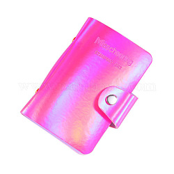 Laser 20 slots kunstleder diy nail art bild platte aufbewahrungsbeutel, Prägeschablonentaschen, Rechteck, tief rosa, 13.2x7.5 cm