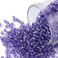 Cuentas de semillas redondas toho, Abalorios de la semilla japonés, (2224) violeta transparente con forro plateado, 11/0, 2.2mm, agujero: 0.8 mm, aproximamente 1110 unidades / 10 g