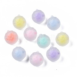 Perles en acrylique transparente, mat, Perle en bourrelet, fraise, couleur mixte, 17x15x16mm, Trou: 3mm, environ 200 pcs/500 g