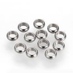 201 Edelstahl-Abstandhalter-Perlen, Donut, Edelstahl Farbe, 4x1.5 mm, Bohrung: 2.5 mm