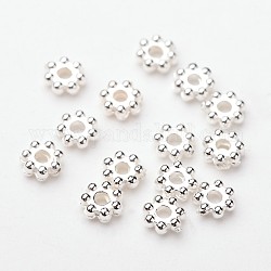 ABS Electroplated Snowflake Plastic Spacer Beads, Silver Color Plated, 4x1.7mm, Hole: 1mm, about 656pcs/8g