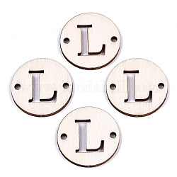 Conectores de eslabones de madera de álamo natural sin terminar, Corte con laser, plano y redondo con la palabra, letter.l, 29.5x2.5mm, agujero: 2.5 mm
