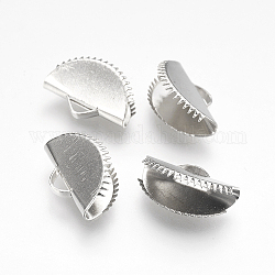 Nastro ferro crimpare estremità, ventola, platino, 10x15mm, Foro: 1.5x3 mm