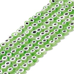 Chapelets de perles vernissées manuelles, cœur, lime, 5x6x2mm, Trou: 1mm, Environ 63~67 pcs/chapelet, 12.60~12.99 pouce (32~33 cm)