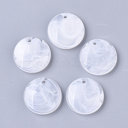 Acrylic Pendants, Imitation Gemstone Style, Flat Round, Clear, 30x7mm, Hole: 2.5mm, about 130pcs/500g