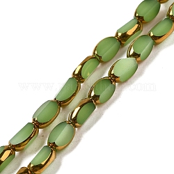 Galvanoplastie des brins de perles de verre de couleur opaque, facette, ovale, vert de mer foncé, 7x4.5x3.5mm, Trou: 1mm, Environ 50 pcs/chapelet, 12.99'' (33 cm)