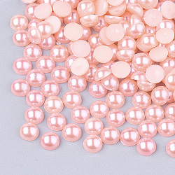 Cabochons en plastique imitation perle 10000pcs abs, demi-rond, rose, 4x2mm
