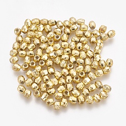 Perles en plastique ABS, perles galvanisées écologiques, facette, baril, plaqué or, 3.5~4x3.5mm, Trou: 1.5mm, environ 15000 pcs/500 g