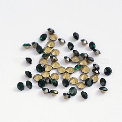 Parte posterior plateada grado a Diamante de imitación de cristal en punta, esmeralda, 4.6~4.8mm, aproximamente 1440 unidades / bolsa