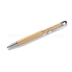 Silicone & Plastic Touch Screen Pen, Aluminum Ball Pen, with Transparent Resin Diamond Shape Beads, Goldenrod, 146x13x10mm