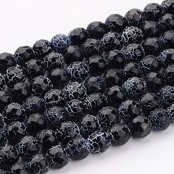 Fili di perle di agata crackle, tondo, tinto, grado a, nero, 8mm, Foro: 2 mm, circa 48pcs/filo
