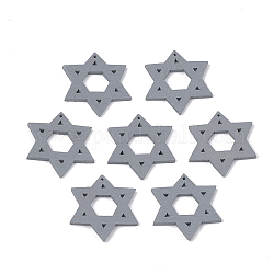 スプレー塗装木製ペンダント  ユダヤ人のために  ダビデの星  濃いグレー  32x29.5x2.5mm  穴：1.2mm