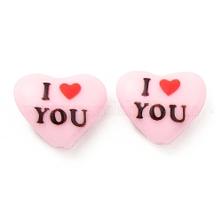 Perline acrilico opaco, perline stampati, cuore con la parola, roso, 12x14.5x6mm, Foro: 1 mm