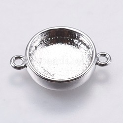 Латуни кабошон параметры соединителя, чашки безель с краем, плоско-круглые, платина, лоток : 10 мм, 16.5x11.6x3 мм, отверстие : 1.5 мм