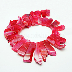 Natural Crackle Agate Beads Strands, Dyed, Rectangle, Red, 25~60x16~28x6mm, Hole: 2mm, about 25pcs/strand, 17.1 inch