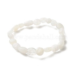 Natürliches Regenbogen-Mondstein-Perlen-Stretch-Armband für Kinder, Innendurchmesser: 1-5/8 Zoll (4 cm)