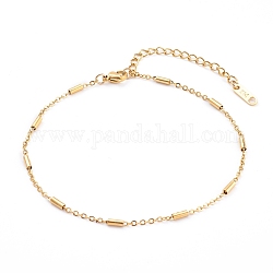 304 Edelstahlkabelketten Fußkettchen, mit Rohr Perlen, golden, 8-5/8 Zoll (22 cm)