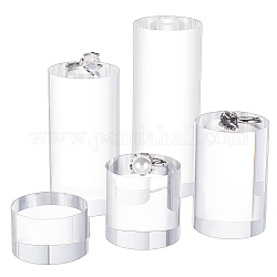 Fingerinspire 5 pz 5 stili colonna trasparente display gioielli in acrilico piedistalli, per piccoli gioielli, esposizione cosmetica, chiaro, 4x2.5~10cm, 1pc / style