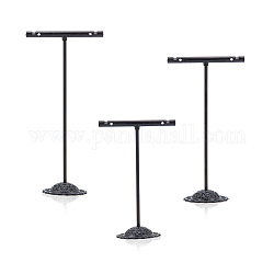Delorigin 1 Set T-Bar-Eisen-Ohrring-Ausstellungsständer-Sets, Schmuck-Display-Rack, Schmuckständer für Ohrringe, Elektrophorese schwarz, 90~125x60x34 mm, 3 Stück / Set
