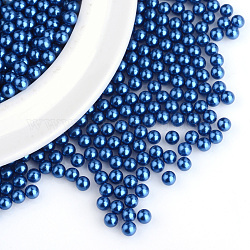 Abalorios de acrílico de la perla de imitación, ningún agujero, redondo, azul marino, 4mm, aproximamente 10000 unidades / bolsa