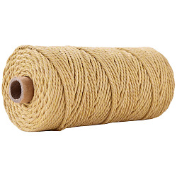 Hilos de hilo de algodón para tejer manualidades., trigo, 3mm, alrededor de 109.36 yarda (100 m) / rollo