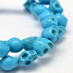 Tinti turchese sintetico fili di perle, teschio, cielo blu profondo, 8x6x7mm, Foro: 1 mm, circa 48~49pcs/filo, 15.3~15.5 pollice