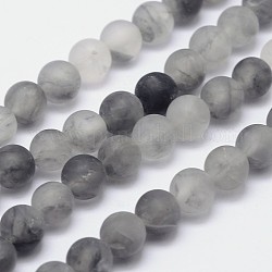 Bereift naturtrüben Quarz runde Perlen Stränge, 6 mm, Bohrung: 1 mm, ca. 63 Stk. / Strang, 15.5 Zoll