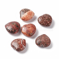 Natural Leopard Skin Jasper Heart Love Stone, Pocket Palm Stone for Reiki Balancing, 30~30.5x30~30.5x12~14mm