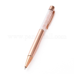 Kugelschreiber, mit natürlichen Rosenquarz Chip-Perlen, 14.1x1.3x0.95 cm