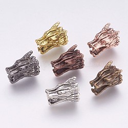 Tibetischer stil legierung perlen, Drachenkopf, Mischfarbe, 9x15x10 mm, Bohrung: 2 mm