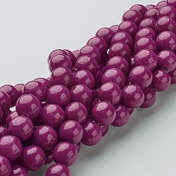 Естественно Mashan нефрита круглые бусины нити, окрашенные, средне фиолетовый красный, 10 мм, отверстие : 1 мм, около 41 шт / нитка, 15.7 дюйм