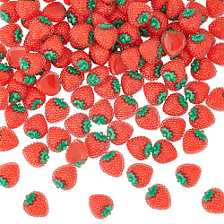 Dikosmetische 100 Stück durchscheinende Epoxidharz-Decoden-Cabochons, Erdbeere, rot, 14x13x7 mm