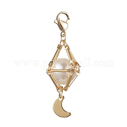 Décorations de pendentif en perles de coquillage en laiton, diamant avec lune, or, 48mm