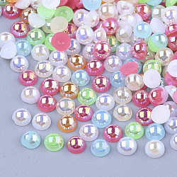 Abs cabujones de perlas de imitación, color de ab chapado, cúpula / medio redondo, color mezclado, 4x2 mm, aproximamente 10000 unidades / bolsa
