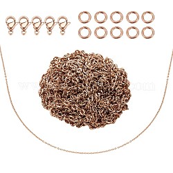 DIY 304 chaînes de câble en acier inoxydable kits de fabrication de collier, y compris les chaînes de 2m, fermoirs à pince de homard et anneaux de saut, or rose, 2x1.8x0.3 mm. 2m