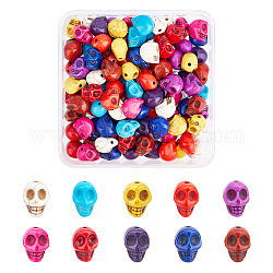 ARRICRAFT 120Pcs 10 Colors Synthetic Turquoise Beads Strands, Dyed, Skull, Mixed Color, 15x11x14mm, Hole: 1mm, 12pcs/color